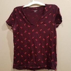 Women's Merona maroon vneck tee size XL